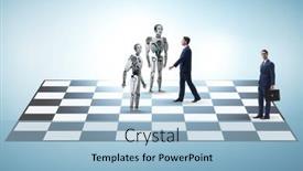  Presentation with robots - PPT layouts with concept-of-chess-played background and a light blue colored foreground