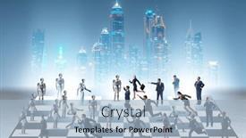  Presentation with robots - Presentation design consisting of concept-of-chess-played background and a light blue colored foreground