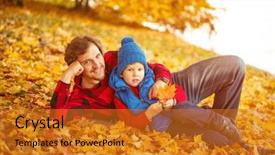  Presentation with fall-leaves - PPT layouts featuring concept of childhood family background and a gold colored foreground