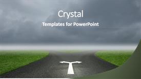  Presentation with two ways - Presentation design enhanced with concept of choice with crossroads background and a gray colored foreground