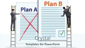  Presentation with concept - Presentation design having concept-of-choosing-between-plan background and a sky blue colored foreground