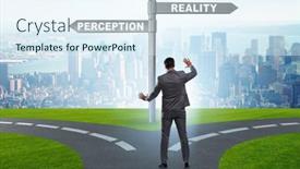  Presentation with perception - PPT theme consisting of concept-of-choosing-perception background and a sky blue colored foreground