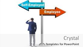  Presentation with self - Slide set with concept-of-choosing-self-employed background and a white colored foreground