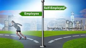  Presentation with self - PPT theme consisting of concept-of-choosing-self-employed background and a light blue colored foreground