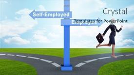 Presentation with self - Theme with concept-of-choosing-self-employed background and a cool aqua colored foreground