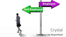  Presentation with self - Slide deck having concept-of-choosing-self-employed background and a white colored foreground