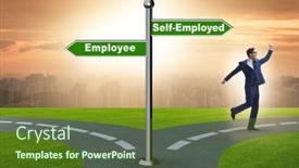  Presentation with self - Presentation theme having concept-of-choosing-self-employed background and a tawny brown colored foreground