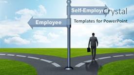  Presentation with self - Slide set enhanced with concept-of-choosing-self-employed background and a sky blue colored foreground