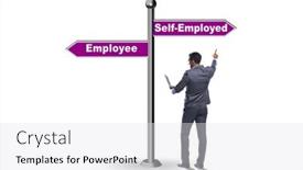  Presentation with self - Presentation theme having concept-of-choosing-self-employed background and a white colored foreground
