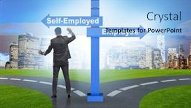  Presentation with self - Presentation design enhanced with concept-of-choosing-self-employed background and a light blue colored foreground