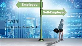  Presentation with self - Slide deck with concept-of-choosing-self-employed background and a light blue colored foreground