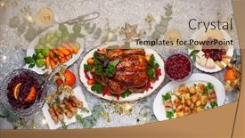  Presentation with christmas dinner - Slide deck consisting of concept-of-christmas-or-new background and a coral colored foreground