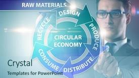  Presentation with economy - Presentation with concept of circular economy background and a light blue colored foreground