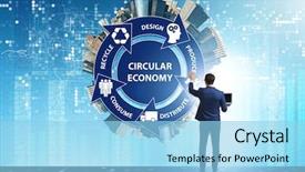  Presentation with economy - Audience pleasing presentation theme consisting of concept of circular economy backdrop and a light blue colored foreground