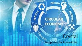  Presentation with economy - Slide set consisting of concept of circular economy background and a teal colored foreground