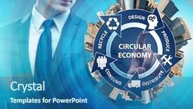  Presentation with economy - Cool new PPT theme with concept of circular economy backdrop and a ocean colored foreground