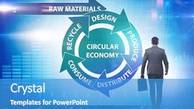  Presentation with economy - Amazing slide deck having concept of circular economy backdrop and a teal colored foreground