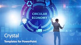  Presentation with economy - Theme enhanced with concept of circular economy background and a teal colored foreground