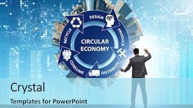  Presentation with economy - Colorful PPT layouts enhanced with concept of circular economy backdrop and a arctic colored foreground