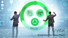  Presentation with economy - Slide set featuring concept-of-circular-economy background and a  colored foreground