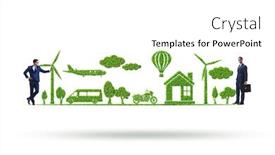  Presentation with environmental - Presentation design consisting of gas turbine - concept of clean energy background and a white colored foreground