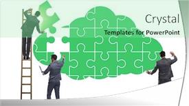  Presentation with cloud computing - Slide deck having concept-of-cloud-computing background and a seafoam green colored foreground