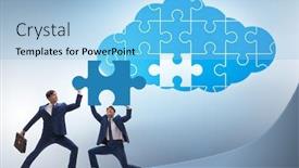  Presentation with cloud computing - PPT theme enhanced with concept-of-cloud-computing background and a light blue colored foreground