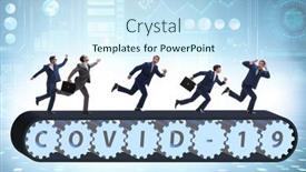  Presentation with belt conveyor - Beautiful slide set featuring concept-of-conveyor-belt backdrop and a sky blue colored foreground