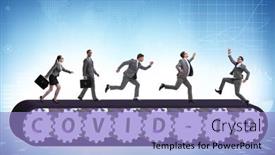  Presentation with belt conveyor - Slide set enhanced with concept-of-conveyor-belt background and a light blue colored foreground