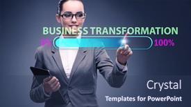  Presentation with transformation - PPT theme enhanced with concept-of-corporate-business-transformation background and a ocean colored foreground