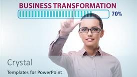  Presentation with transformation - Amazing slide set having concept-of-corporate-business-transformation backdrop and a sky blue colored foreground