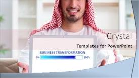  Presentation with transformation - Slide deck featuring concept-of-corporate-business-transformation background and a coral colored foreground