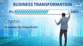  Presentation with transformation - Cool new theme with concept-of-corporate-business-transformation backdrop and a light blue colored foreground