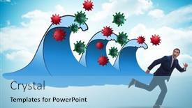  Presentation with covid coronavirus - Slide set enhanced with concept-of-covid-wave background and a light blue colored foreground