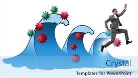  Presentation with covid coronavirus - PPT layouts with concept-of-covid-wave background and a light blue colored foreground