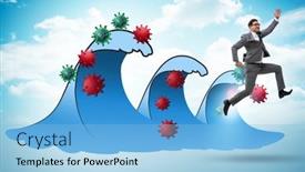  Presentation with covid coronavirus - Theme consisting of concept-of-covid-wave background and a light blue colored foreground