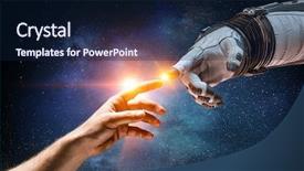  Presentation with creation - Cool new presentation theme with concept of creation mixed media backdrop and a navy blue colored foreground