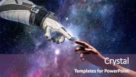  Presentation with creation god - Colorful presentation theme enhanced with concept of creation mixed media backdrop and a violet colored foreground