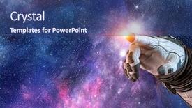  Presentation with creation god - Colorful PPT layouts enhanced with concept of creation mixed media backdrop and a ocean colored foreground