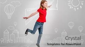  Presentation with view concept of creative logic - Presentation theme having concept-of-creative-small-child background and a light gray colored foreground