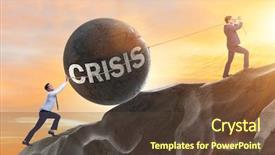  Presentation with crisis - PPT theme with concept of crisis and recession background and a tawny brown colored foreground