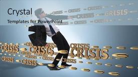  Presentation with crisis - Beautiful slides featuring concept of crisis and recession backdrop and a light blue colored foreground