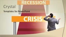  Presentation with challenges - Colorful presentation design enhanced with concept-of-crisis-and-recession backdrop and a soft green colored foreground
