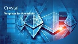  Presentation with coding - Audience pleasing slide set consisting of concept of crypto currency coding backdrop and a ocean colored foreground