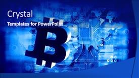  Presentation with coding - Cool new slide deck with concept of crypto currency coding backdrop and a navy blue colored foreground