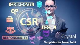  Presentation with social responsibility - Beautiful presentation featuring concept-of-csr-corporate-social backdrop and a ocean colored foreground