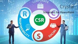  Presentation with responsibility - Presentation design enhanced with concept-of-csr-corporate-social background and a light blue colored foreground