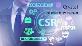  Presentation with social responsibility - Beautiful slide deck featuring concept-of-csr-corporate-social backdrop and a light blue colored foreground
