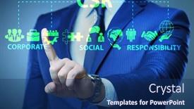  Presentation with responsibility - Colorful presentation theme enhanced with concept-of-csr-corporate-social backdrop and a navy blue colored foreground