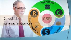  Presentation with social responsibility - Colorful presentation theme enhanced with concept-of-csr-corporate-social backdrop and a yellow colored foreground